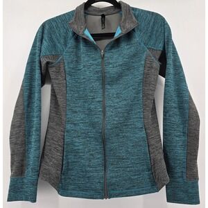 Live Love Dream Aeropostale Womens M Workout Jacket Top Full Zip Aqua‎ Gray